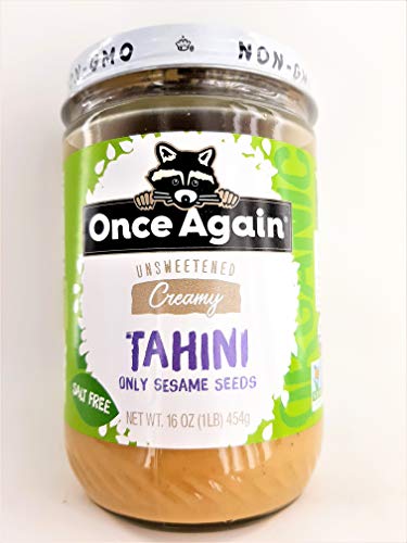 Once Again Natural Sesame Tahini - Salt Free, Unsweetened - 16 oz Jar, Packaging May Vary