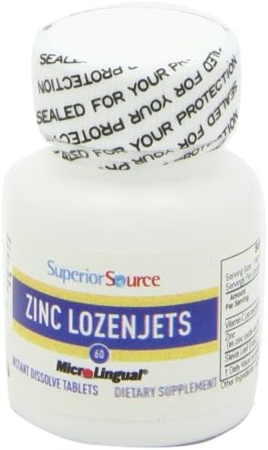 Superior Source Zinc Lozenjets - Immune System Support Supplement - Trace Mineral Supplement Aids Systems & Functions - Zinc Supplement for Women & Men - 60 Instant Dissolve Tablets