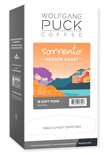 Wolfgang Puck Coffee, Organic Colombian Fair Trade, 9.5 Gram Soft Pods, 18 Count (Pack of 1)