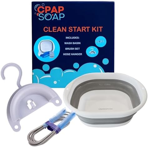 CPAP Cleaning Kit and Supplies for Mask, Hose, and Accessories - 1-Gallon Collapsible Wash Basin, 6ft Brush Set