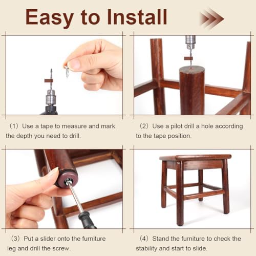 Furniture Slider Pads, 20pcs Teflon Moving Furniture Glides with Screws Reusable Feet Protector for Carpet, Tiled and Hardwood Floors (Brown)