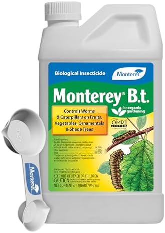 Monterey B.t. - Biological Insecticide for Organic Gardening - 1 Quart Concentrate - Apply Using a Sprayer Following Mix Instructions