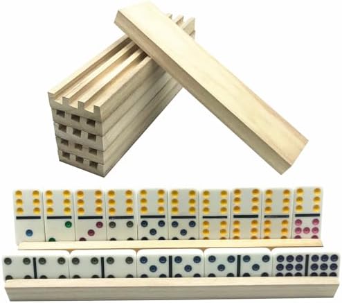 Yuanhe Wooden Domino Racks Set of 8, Domino Trays Holders Organizer for Classic Board Games, Dominoes Accessories