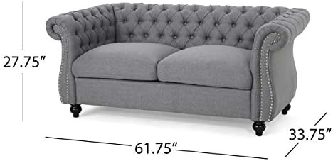 Christopher Knight Home Karen Traditional Chesterfield Loveseat Sofa, BlackBerry and Dark Brown, 61.75 x 33.75 x 27.75