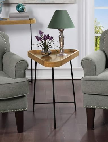 Convenience Concepts Lunar Triangle Wedge End Table 27" - Modern Side Table for Living Room Table with Iron Hairpin-Style Legs