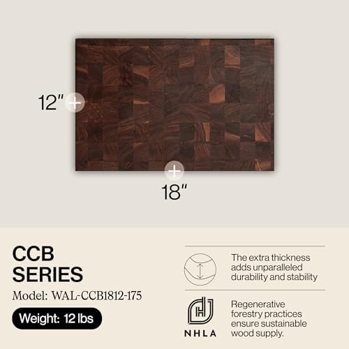 John Boos CCB Series Rectangular Wooden Walnut Cutting Board 18”x12” – 1.75” Thick