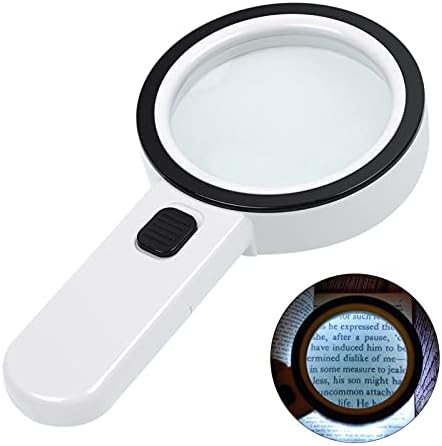 AIXPI Magnifying Glass with Light, Double-Layer Glass Lens Handheld Large Magnifying Glass 12 LED Lighted Magnifier for Seniors Reading, Coins