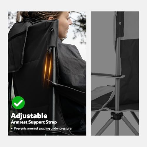 Naturehike Oversized Camping Chair with Cooler Bag, Heavy Duty Lawn Chair Support 450 LBS, Portable Padded Outdoor Folding Chair, 2 Pack