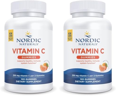 Nordic Naturals Vitamin C Gummies, 250mg Vegan, Tart Tangerine - 60 Count | Supports immune health, antioxidant protection, child growth & development. Tart tangerine flavor gummies for kids & adults