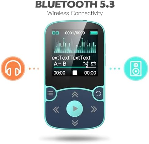 AGPTEK 64GB MP3 Player with Clip, A65 Bluetooth 5.3 Music Player for Sports | with FM Radio, Voice Recorder for Running, Supports up to 128GB TF Card, Orange