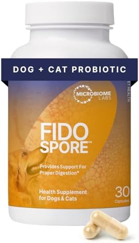 Microbiome Labs Fidospore - Dog Probiotics for Digestive Health & Immune Support - Spore-Forming Pet Probiotics for Dogs & Cats Gut Health