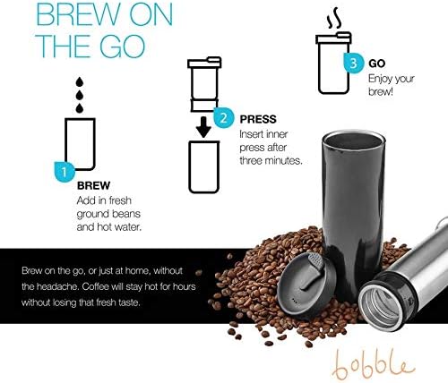 PRESSE by Bobble French Coffee Press Insulated Travel Tumbler 13 oz Black | Yes