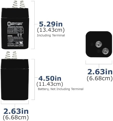ML5-6S -6 Volt 5 AH, Spring S2 Terminal, Rechargeable SLA AGM Battery