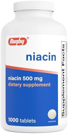 Rugby Niacin 500mg - Vitamin B3 Supplement for Men and Women - 1,000 Tablets (2-Pack)