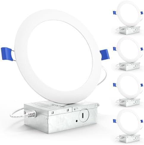 Sunco 4 Pack 6 Inch Canless LED Ultra-Slim Recessed Light, 5CCT, 14W=100W