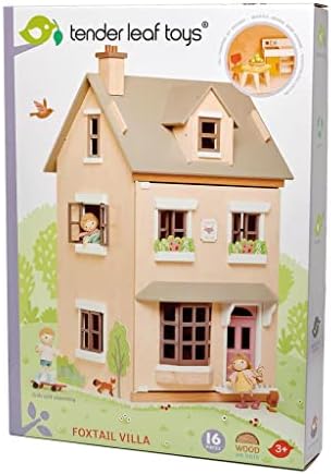 Tender Leaf Toys - Foxtail Villa - Furnished 27.95” Tall Town Style Pretend Play Doll House - Encourage Creative and Imaginative Fun Play for