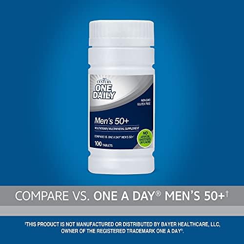 21st Century One Daily Men's 50+ Tablets, 100 Count | Complete Daily Multivitamin, Compare VS. One A Day® Men's 50+, Men Over 50 with Memory, Complete Nutrition for Men 50 Plus