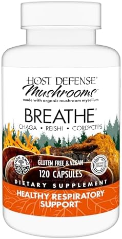 Host Defense Breathe* Capsules - Immune & Respiratory Support Mushroom Supplement - Herbal Lung Health Supplement with Chaga, Reishi & Cordyceps - 30 Capsules (15 Servings)*
