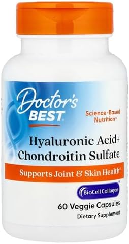 Doctor's Best Hyaluronic Acid with Chondroitin Sulfate, Featuring BioCell Collagen, Non-GMO, Gluten Free, Soy Free, Joint Support, 180 Count (Pack of 1)