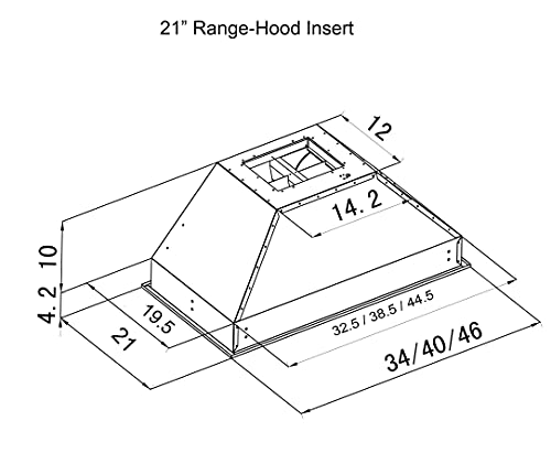 ZLINE 34" Ducted Wall Mount Range Hood Insert in Stainless Steel (721-34)