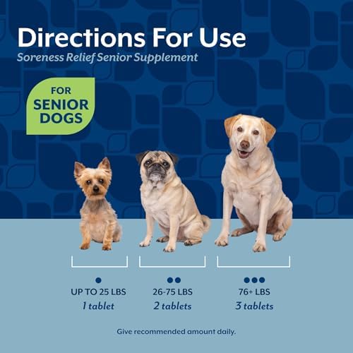NaturVet Soreness Relief Senior Supplements for Dogs, Hickory Smoked Bacon Flavor, 60 Chewable Tablets