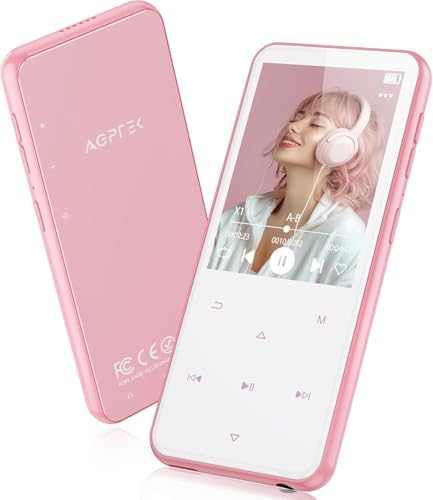 AGPTEK 64GB MP3 Player with Bluetooth, M3 2.4'' Player with Speaker | with FM Radio, Touch Buttons, Supports Up to 128GB(Purple)