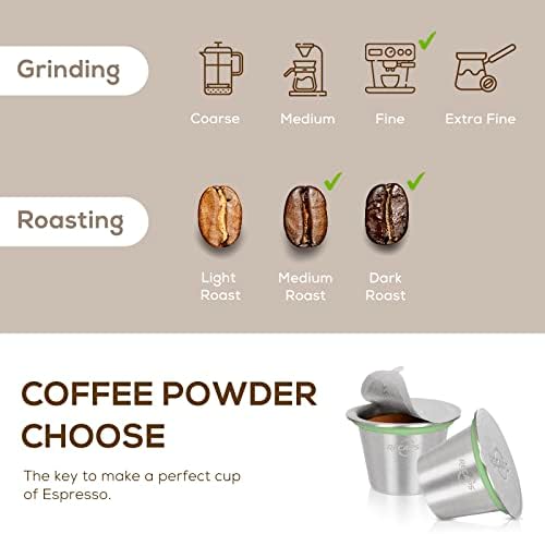 RECAPS Reusable Coffee Filter Capsules Compatible with Nespresso Original | Refillable Coffee Pods Permanent Coffee Filter Stainless Steel 120PCS