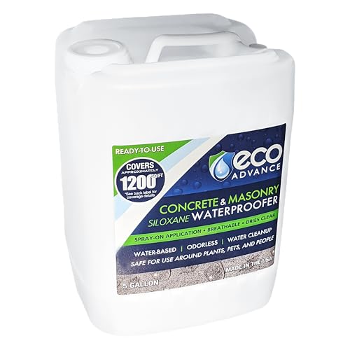 Concrete/Masonry Siloxane Odorless Spray-On Application Waterproofer, Safe for Use Around Plants, Pets, and People, 1 Gallon