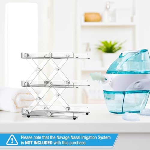SDSNTE Countertop Caddy–3-Tier Collapsible Storage Organizer Compatible with Navage Nasal Irrigation System