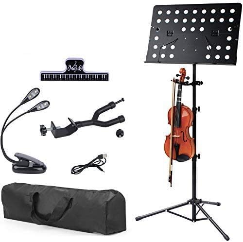 Klvied Folding Sheet Music Stand with Violin Hanger