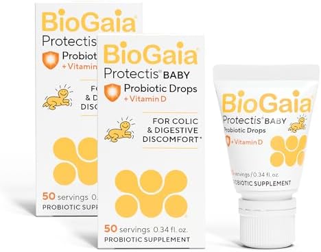 BioGaia Baby Probiotic Drops - Colic & Gas Relief + Vitamin D, 50-Day Supply, Safe for Newborns, Reduces Crying, Fussing, Colic, Gas