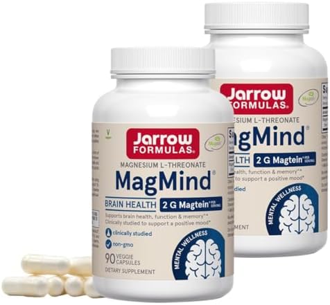 Jarrow MagMind Magtein Magnesium L-Threonate, 90 Capsules | Magnesium Supplement, Brain Supplements For Memory Support, Veggie Capsules, 30 Day Supply