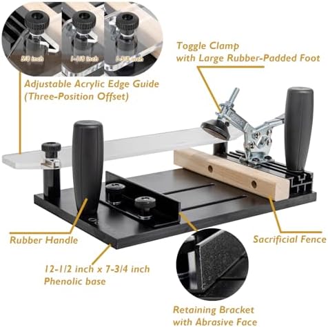 O'SKOOL Rail Coping Sled Router Table Jig, Fits 5-1/2" x 1-5/8"Stock | Phenolic Base, Toggle Clamp, Sacrificial Fence, Square End-Grain Cuts