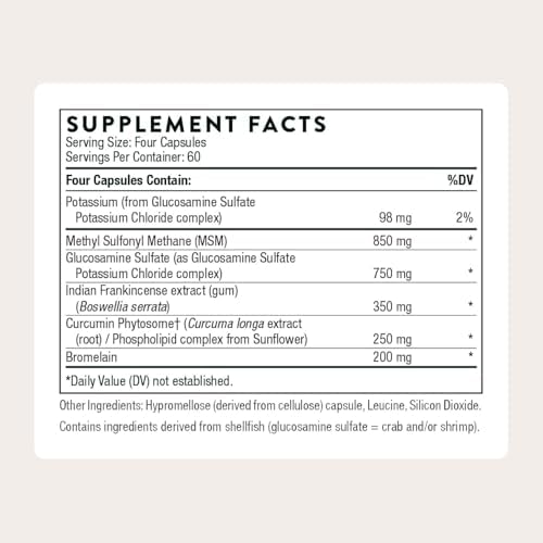 THORNE Joint Support Nutrients, Glucosamine, MSM & Curcumin, 240 Capsules | Supports Joint Mobility & Cartilage Integrity