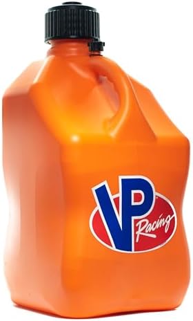 VP Racing Fuels Motorsport 5 Gallon Square Even-Density Plastic Utility Jug Orange (4 Pack). Close-Trimmed Cap and Neck for Tight Seal.