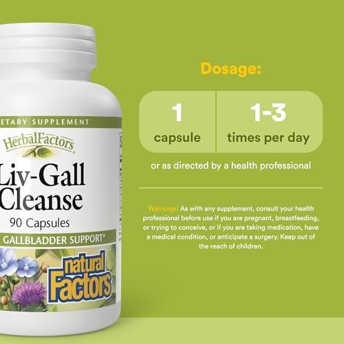 Natural Factors - HerbalFactors Liv-Gall Cleanse, Herbal Support for Liver & Gallbladder, 90 Capsules