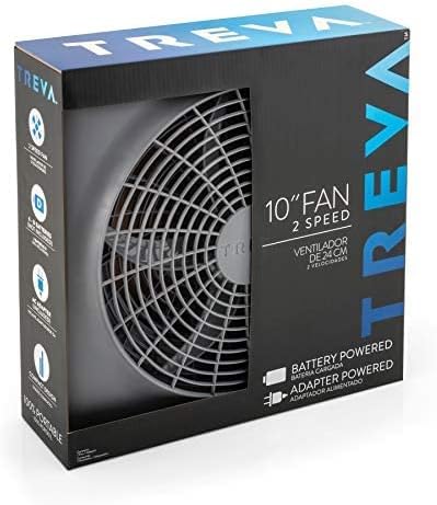 Treva 10 in Portable Desktop Battery Fan 2-Speed with AC Adapter Graphite | Yes