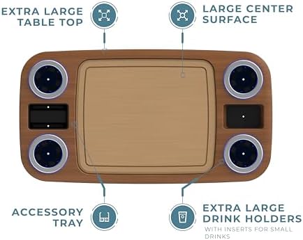 Manufacturers' Select Battery Op Lit Marine Boat Table Leg Set. Large Top with Blue LED Drink Holder. Pontoon Accessories