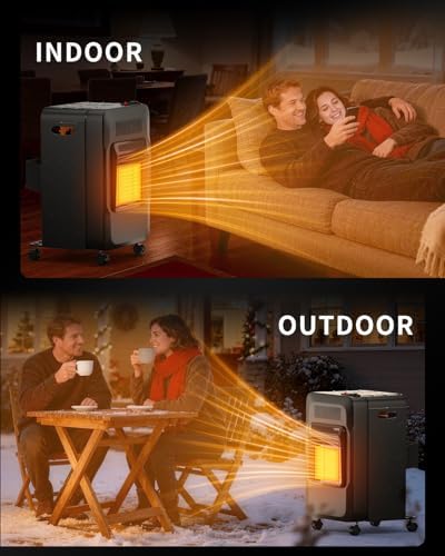 18, 000 BTU Propane Heater Indoor Outdoor Use, 3 Adjustable Heat Settings