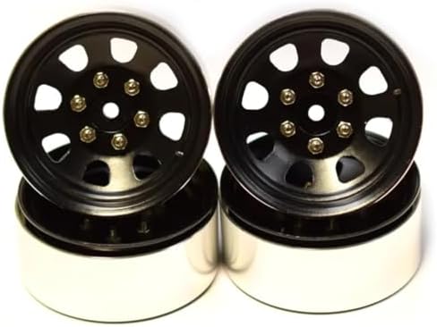 Hot Racing BLW19SS01 Black Steel 1.9 Beadlock 6-Lug Wagon Wheels 12mm Hex (4)