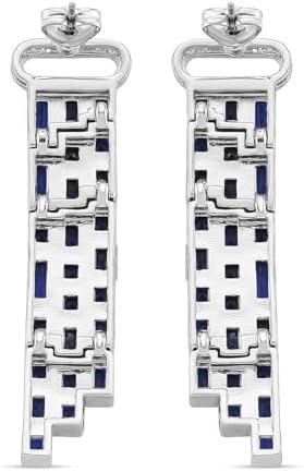 Blue Glass and Cubic Zirconia Earrings in Silvertone