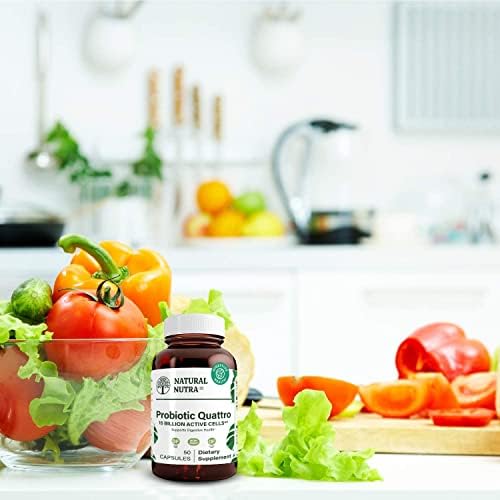 Natural Nutra Probiotic Quattro, 50 Vegetarian Capsules | Advanced Probiotic Supplement, 4 Powerful Strains Including Lactobacillus Acidophilus, Bifidus, Supports Digestive