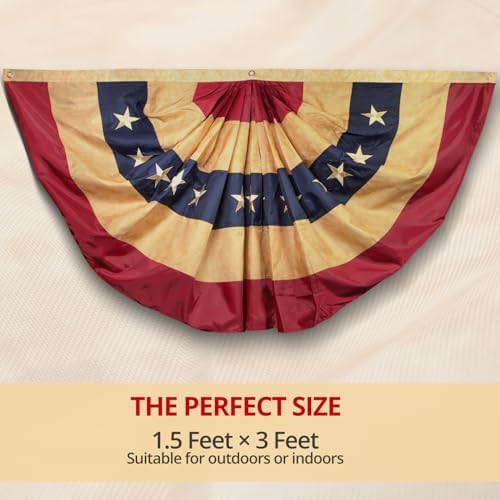 ANLEY Vintage Style US National Pleated Fan Flag