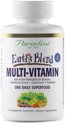 Paradise Herbs & Essentials Once Daily Multivitamin Iron 60 Capsules | Organic superfoods, probiotics, and vitamins A, B12, C, D, K2 in a dietary supplement for immune and bone support.