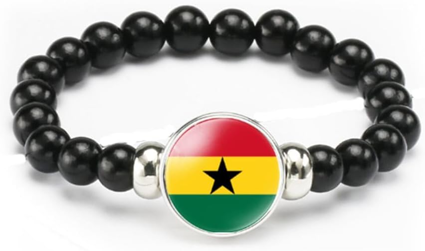 vmcoatdu National Flag Bracelet Elastic Rope Beaded Bracelet Support Your Country Travel Souvenir Gifts for Men Women