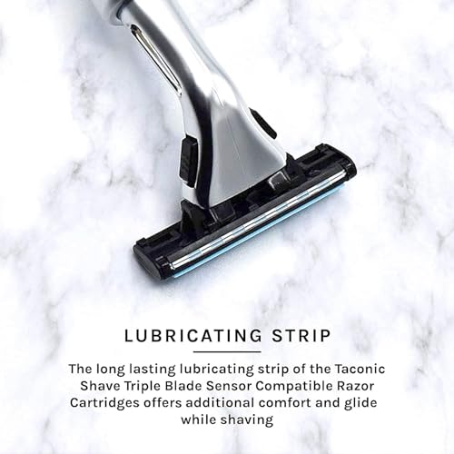 Taconic Heavyweight Sensor-Compatible Triple Blade Pivot Razor | Heavyweight Pivoting Handle Accepts Sensor And Sensor Excel Cartridges And Includes
