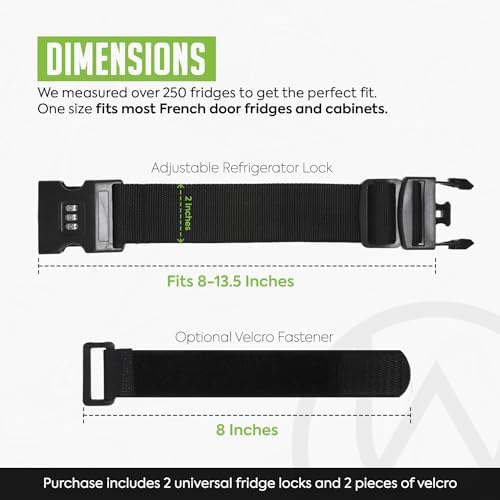 Urban August Child-Proof Refrigerator Lock with Combination - Original French Door Fridge Strap Lock for Kids, & Toddlers - Secure, Adjustable