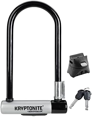 Kryptonite Kryptolok Standard Bike U-Lock, Heavy Duty Anti-Theft Bicycle U Lock, 12.7mm Shackle with Mounting Bracket and Keys