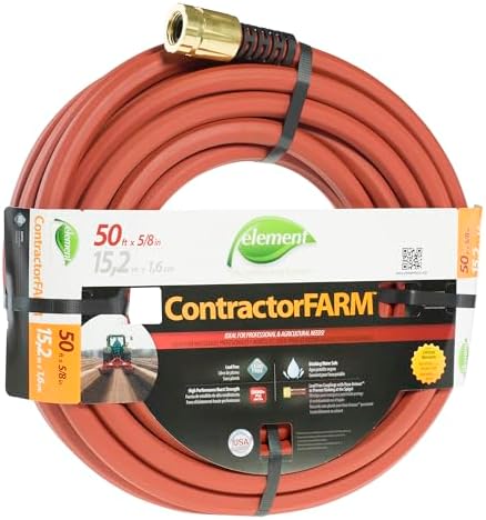 Element ContractorFARM Heavy Duty Watering Hose, 100' Length, 3/4" Diameter, 400+ PSI, Red