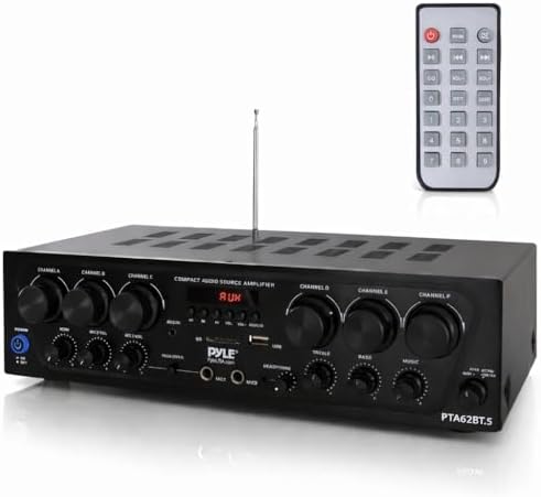 Pyle Bluetooth Wireless Home Amplifier System - Upgraded 6 Channel Audio, 750 Watt Power, Easy Karaoke, Stereo Receiver w USB-A, Micro SD, Headphone
